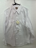 New Men’s ELY Cattleman Western White Long Sleeve Pearl Snap 17 X 35 XL V-46
