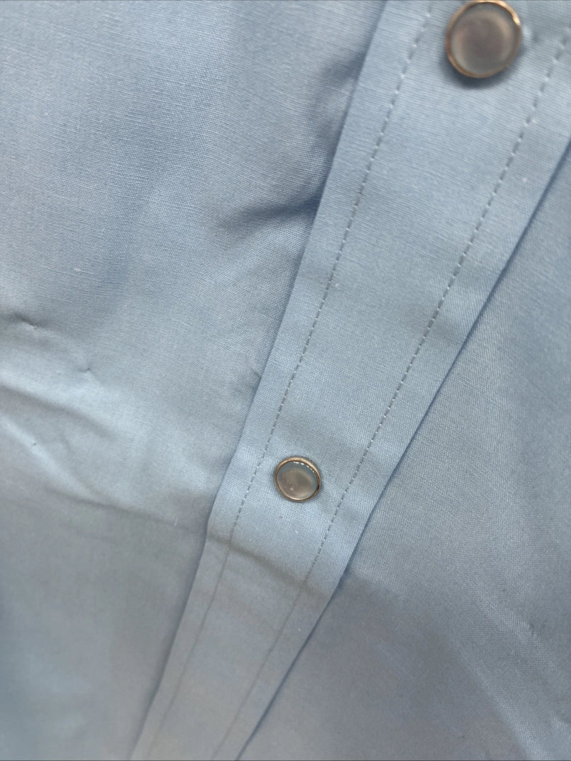 New Men’s ELY Cattleman Blue Simple Short Sleeve Pearl Snap 16.5 Large M-50