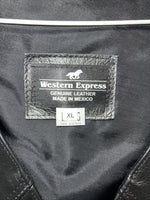 New Men’s Black Western Express Leather Biker Vest XL Q-603