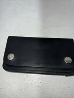 New Black Split Leather Chain Belt Wallet P-500