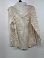New Kids White Horse Gold Stripe Long Sleeve Pearl Snap Large MM-17