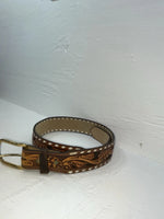 New Brown Genuine Leather Longhorn Tooled 32” Belt #82827 JJ-1