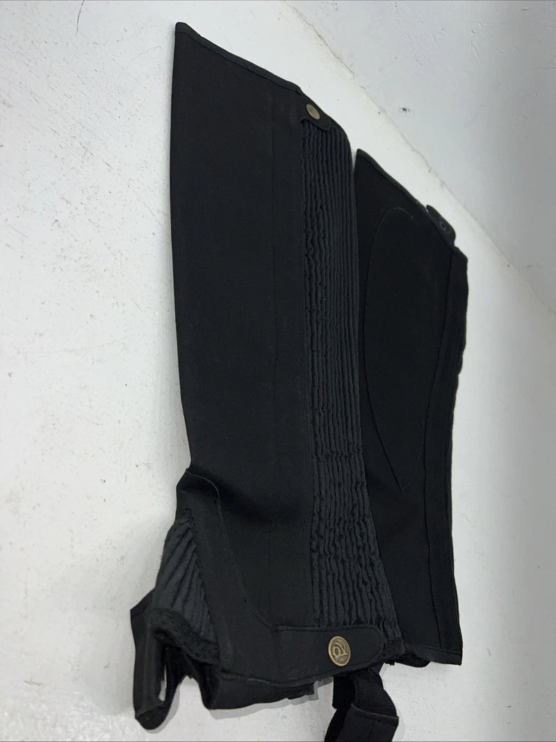 New Black Ovation Stretch Rib Half Chaps Large #464331 C-500