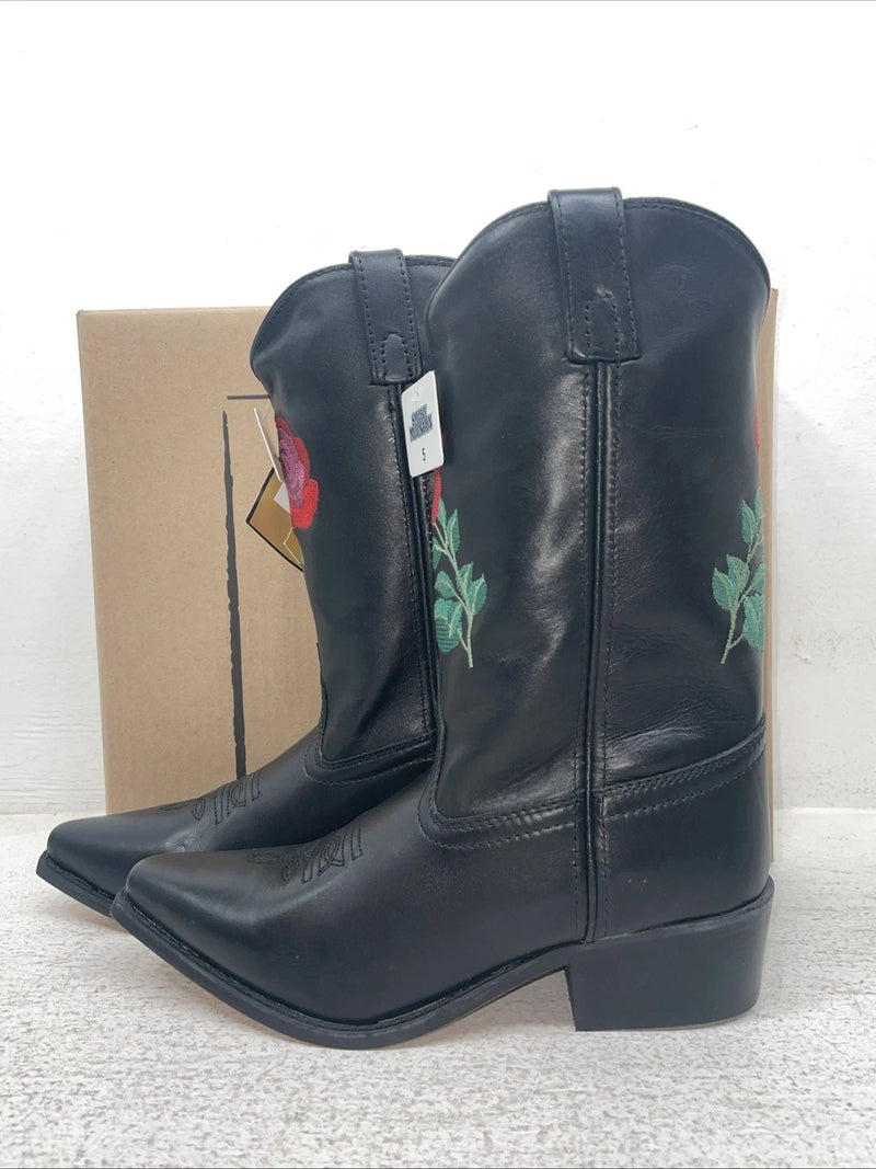 New Youth Black Smoky Mountain Cowboy Boots. 3688 Y 5. 24-136