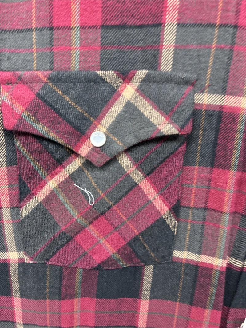 New Men’s ELY Cattleman Red Black Flannel Long Sleeve Pearl Snap 4XL E-82