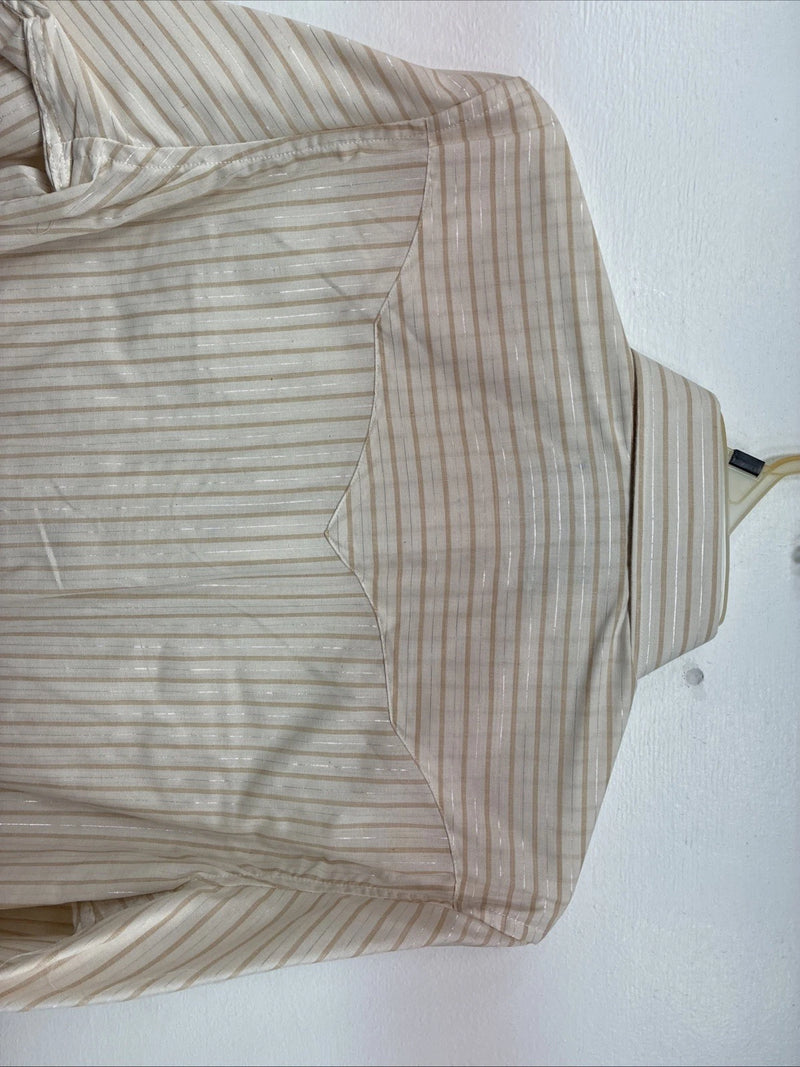New Women’s White Horse Yellow Stripe Long Sleeve Pearl Snap Small DD-126