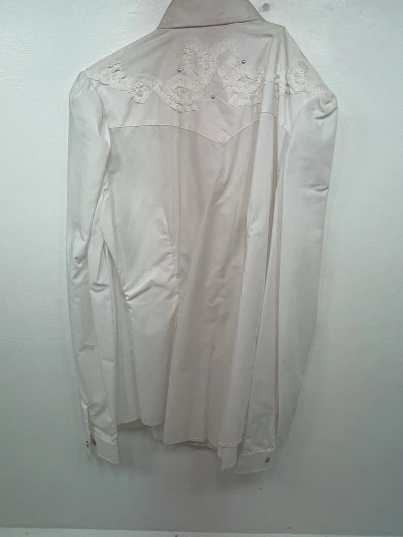 New Women’s White H Bar C Long Sleeve Button Up Shirt 3B-34