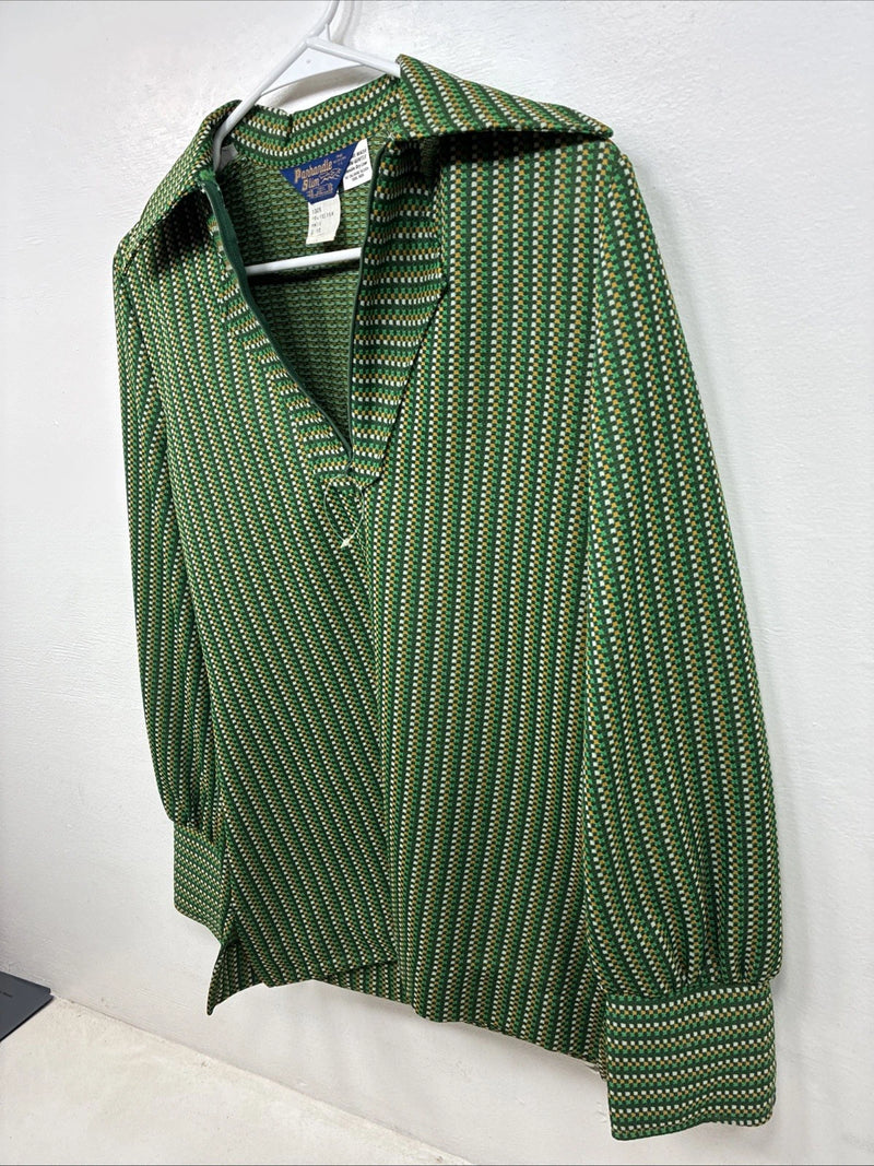 New Women’s Panhandle Slim Green Design Long Sleeve Half Zip Size 12 TT-61