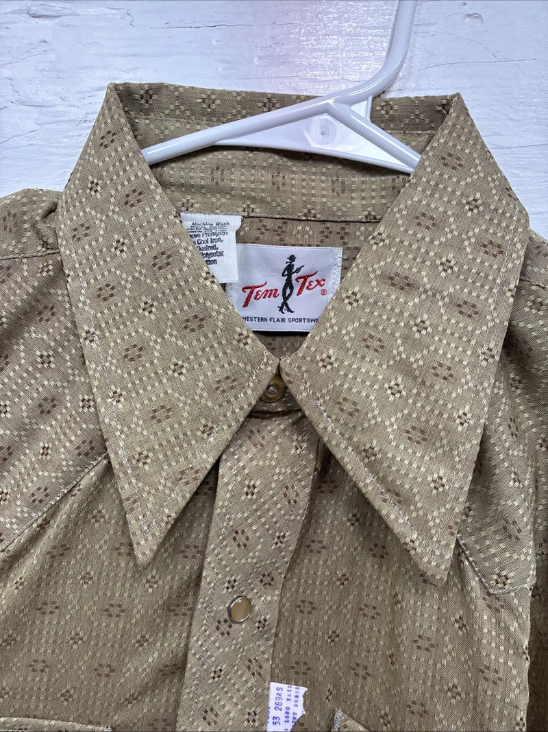 New Men’s Tem Tex Green design Long Sleeve Pearl Snap 16 Large Q-46