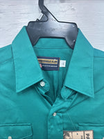 New Men’s Panhandle Slim Green Long Sleeve Pearl Snap 16.5 Large V-89