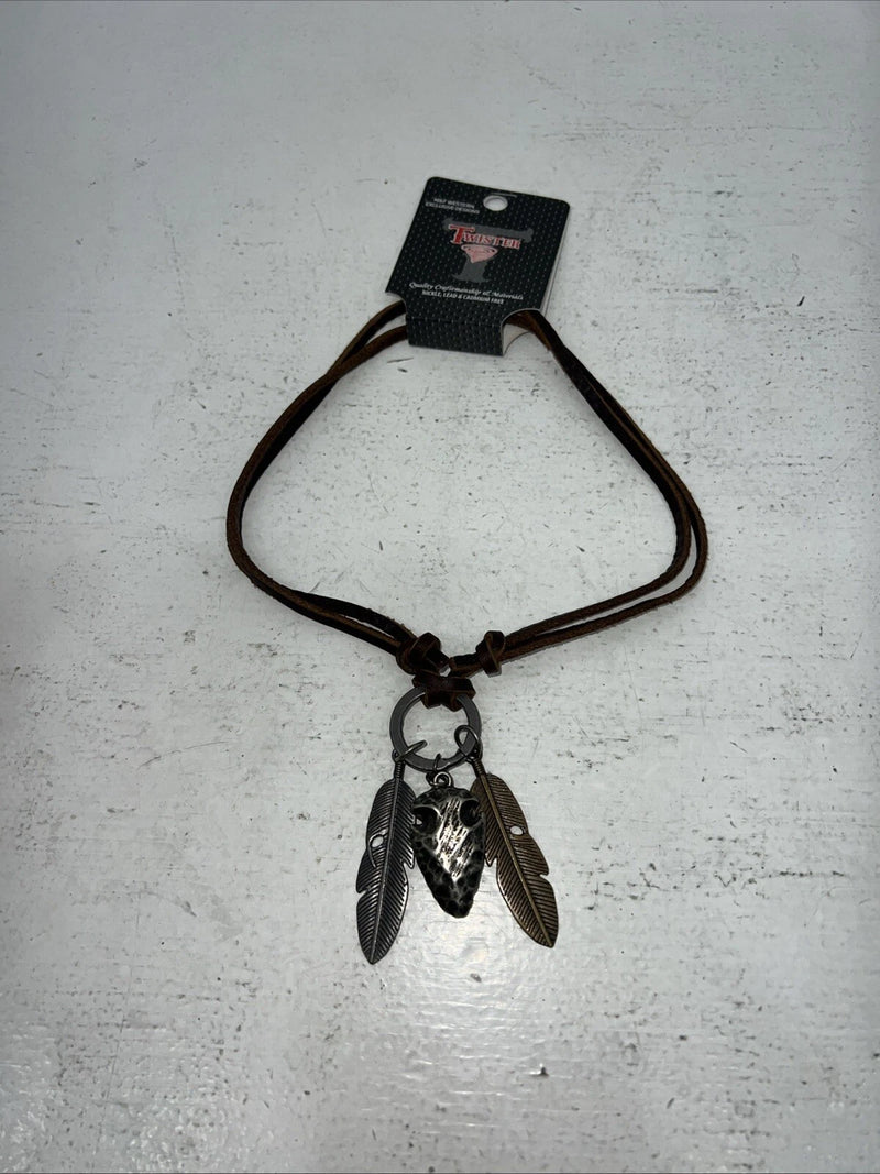 New Women’s Twister Leather Feather Necklace. 32138 A-83