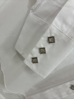 New Men’s ELY Cattleman White Red Rose Design Long Sleeve Pearl Snap Medium K-60