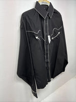 New Women’s White Horse Black Design Long Sleeve Pearl Snap Medium LL-87