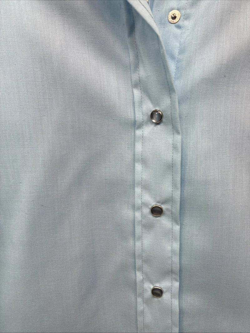 New Women’s Panhandle Slim Blue Long Sleeve Pearl Snap 14 Medium II-72