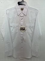 New Men’s ELY Cattleman White Western Long Sleeve Pearl Snap 16 X 35 Large T-62