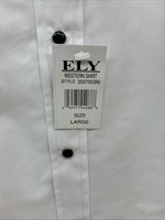 New Men’s ELY Cattleman White Eagle Flag Short Sleeve Pearl Snap Large Q-45