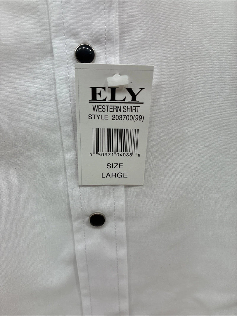 New Men’s ELY Cattleman White Eagle Flag Short Sleeve Pearl Snap Large Q-45