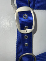 New Tough 1 Blue Nylon Satin Hardware Full Horse Halter #50-2031 3C-13