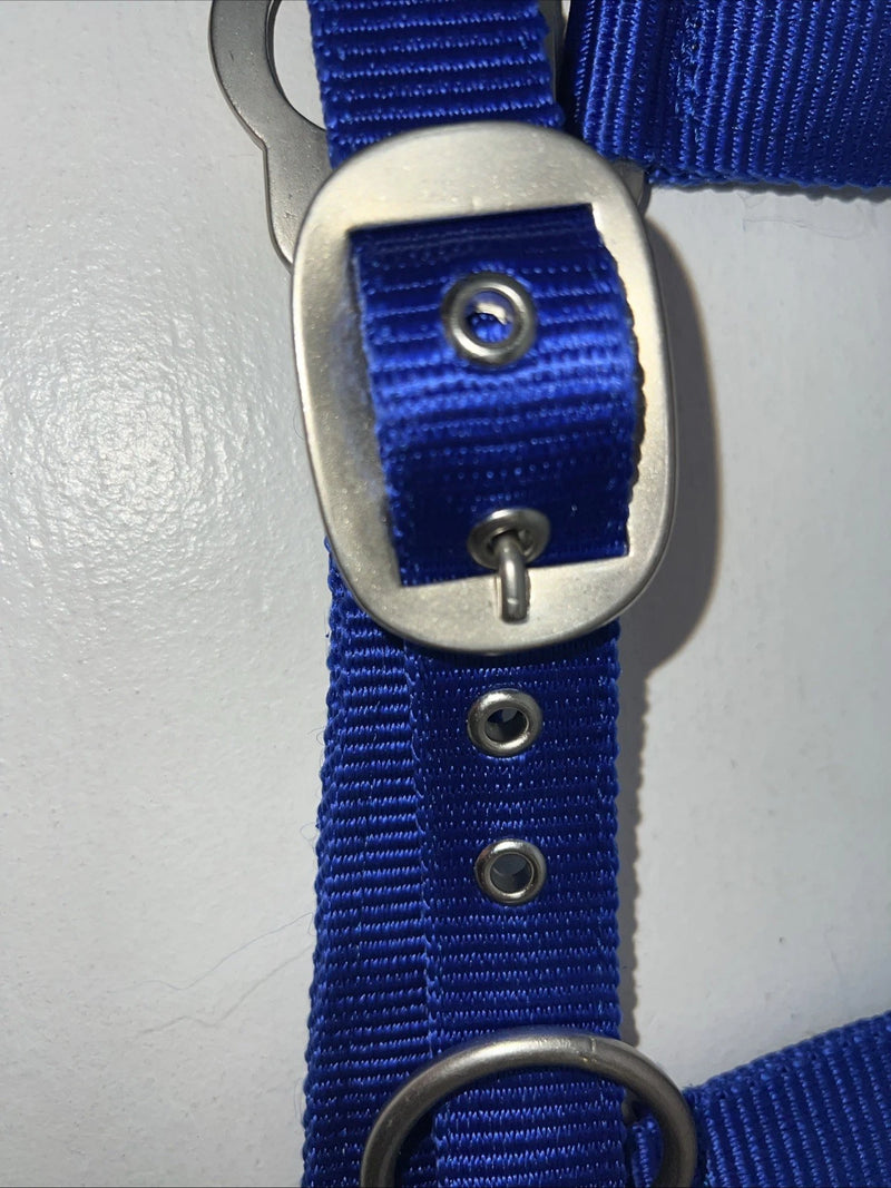 New Tough 1 Blue Nylon Satin Hardware Full Horse Halter #50-2031 3C-13
