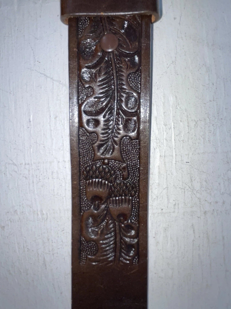 New Brown Genuine Leather Tooled 22” Belt #6400B NN-81