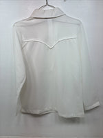 New Women’s H Bar C White Stripe Long Sleeev Half Zip Size Large TT-91