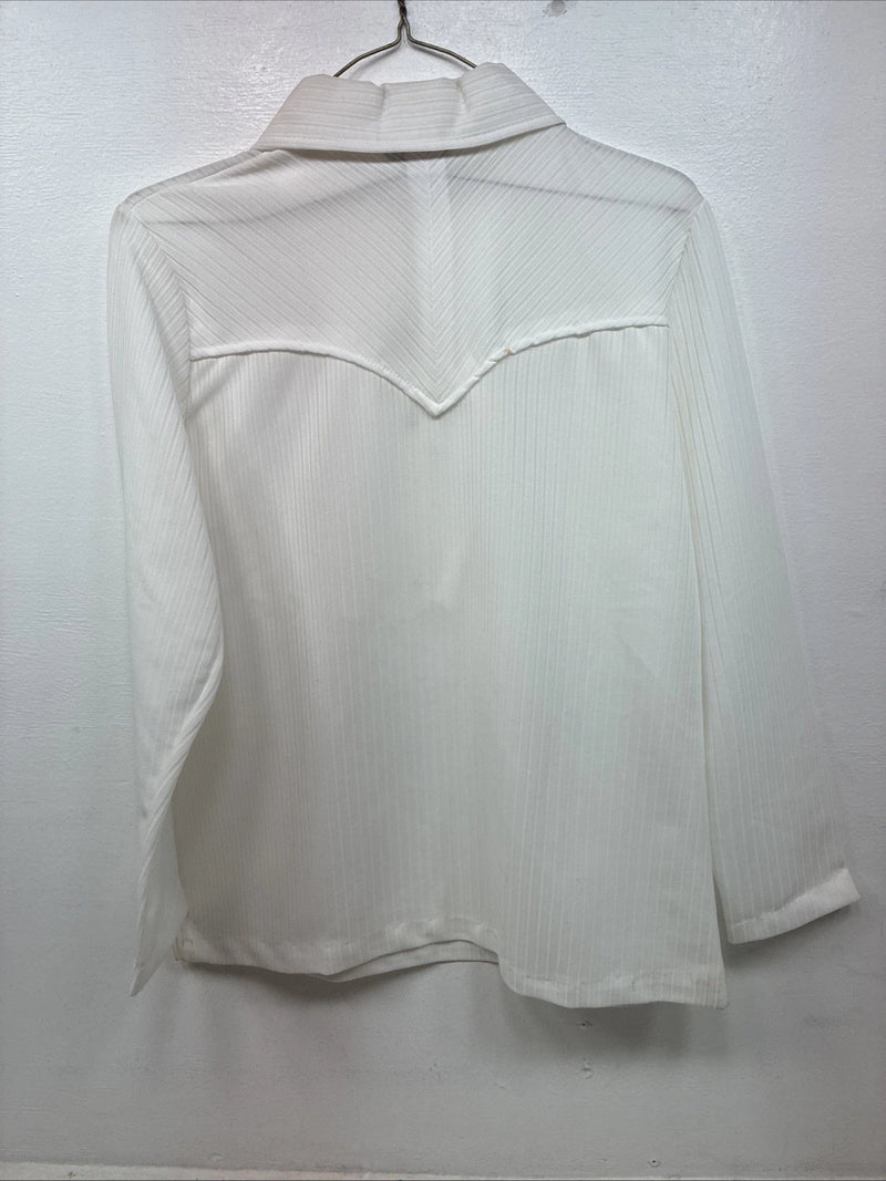 New Women’s H Bar C White Stripe Long Sleeev Half Zip Size Large TT-91