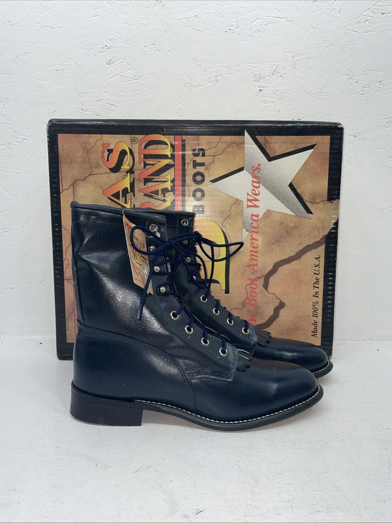 New Women’s Navy Lace Up Texas Brand Cowboy Boots. 4445 8 M. 16-60