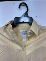 New Women’s Longhorn Yellow Short Sleeve Button Up Padded Shirt X-Small LL-71