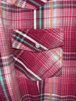 New Women’s Cumberland Pink Plaid Long Sleeve Pearl Snap XL GG-56