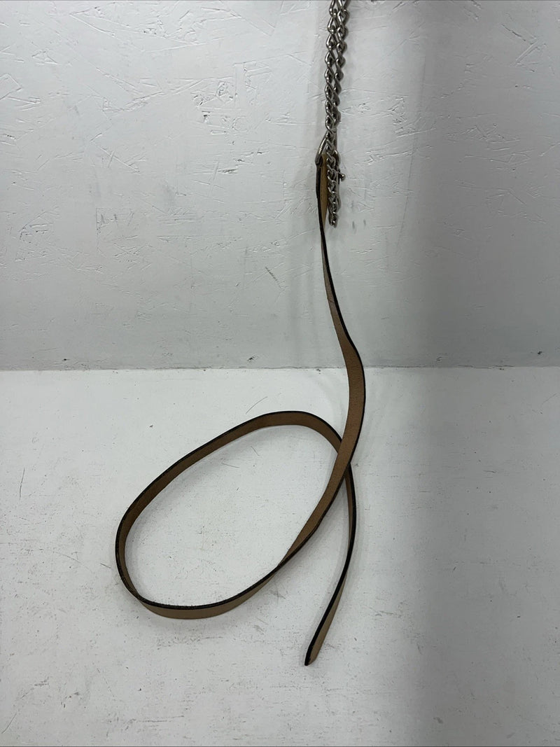 Used Light Oil Genuine Leather Show Halter With Lead Rope Silver Accents W-23