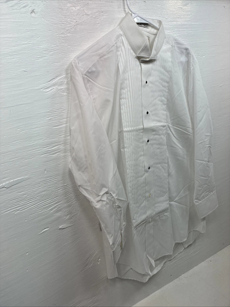 New Classix White Long Sleeve Button Up English Shirt Medium X-91