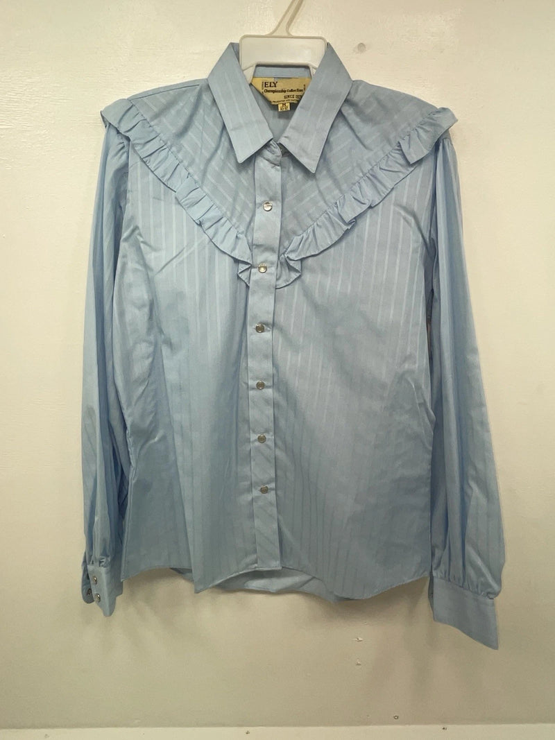 New Women’s Blue Ely Long Sleeve Pearl Snap Shirt M #14119 3B-22