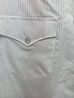New Men’s White Horse White Stripe Short Sleeve Pearl Snap Large X-41