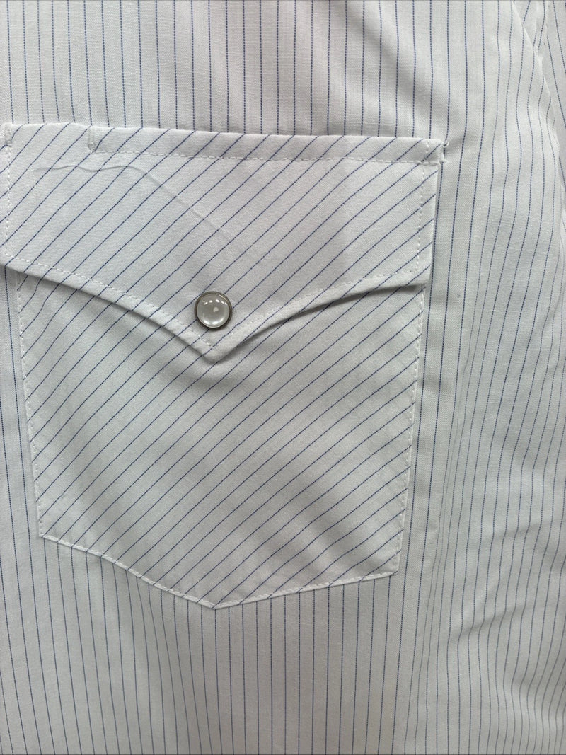 New Men’s White Horse White Stripe Short Sleeve Pearl Snap Large X-41