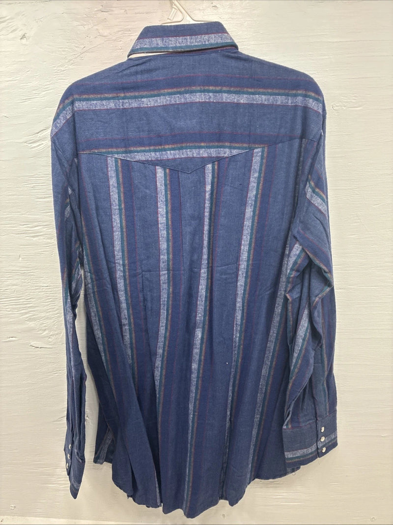 New Men’s ELY Cattleman Purple Stripe Western Long Sleeve Pearl Snap XL R-56