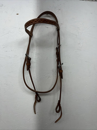 New Leather Tooled Tough 1 Browband Headstall Silver Buckles S-59