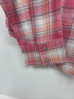 New Women’s Cumberland Pink Plaid Long Sleeve Pearl Snap Medium KK-109