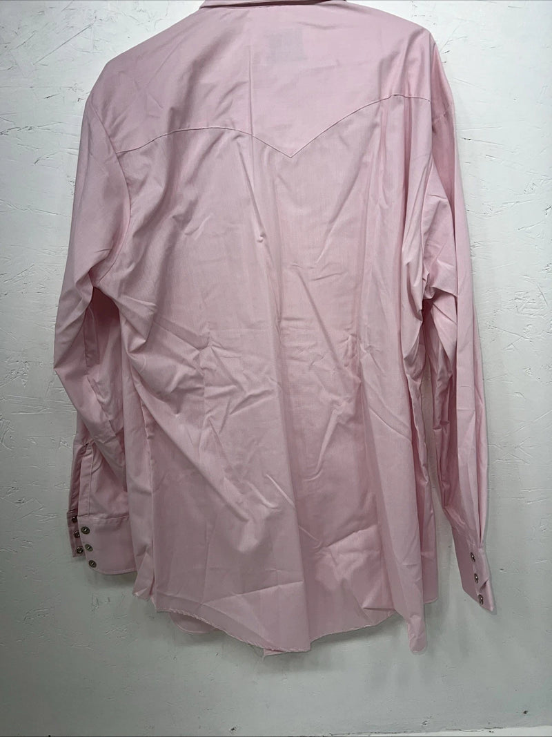 New Men’s Pink HbarC Ranchwear Pearl Snap Long Sleeve Shirt. 16x33 L P-50