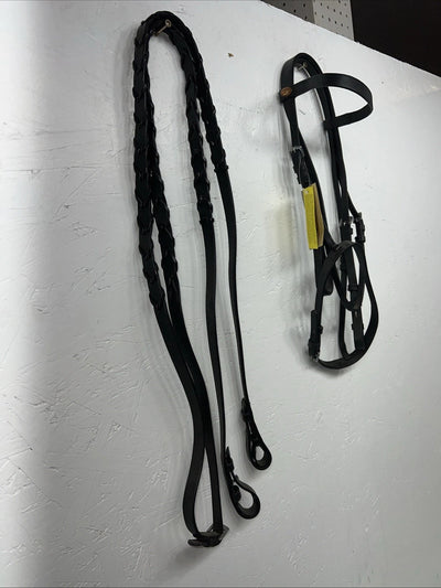 New Silver Fox Black Pony Snaffle Bridle #20-1189-2 BB-12