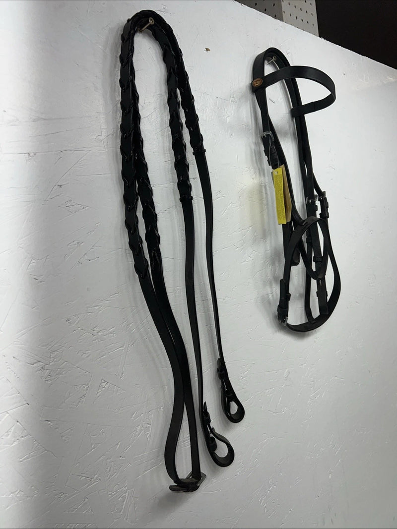 New Silver Fox Black Pony Snaffle Bridle #20-1189-2 BB-12