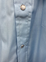 New Men’s ELY Cattleman Simple Blue Short Sleeve Pearl Snap 16 Large A-31