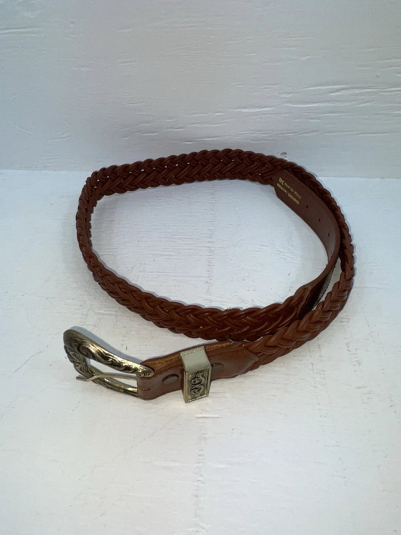 New Brown Genuine Leather Braided 38” Belt #20/4709 JJ-60