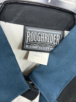 New Women’s Roughrider Blue Black White Long Sleeve Button Up Small YY-72