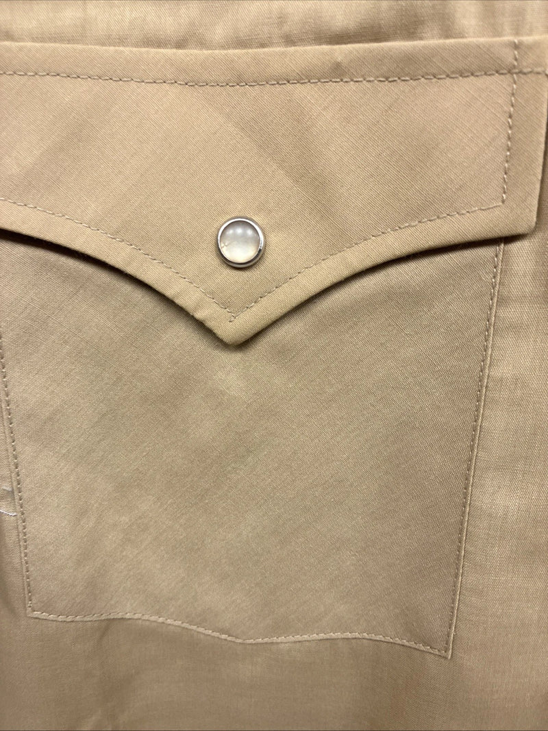 New Men’s ELY Cattleman Brown Eagle Design Long Sleeve Pearl Snap Medium J-95