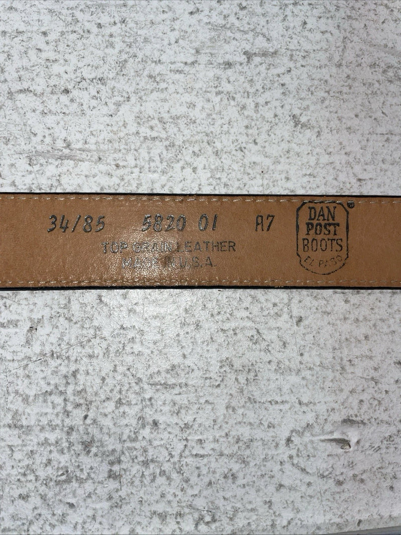 New Black Genuine Leather Dan Post Tooled Belt 34” #5820-01 Z-6