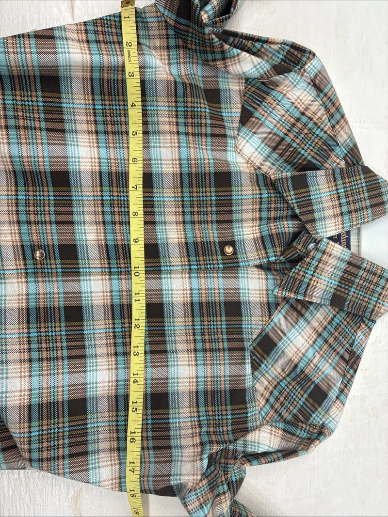 New Kids Panhandle Slim Multicolor Plaid Long Sleeve Pearl Snap Size 10 CC-84