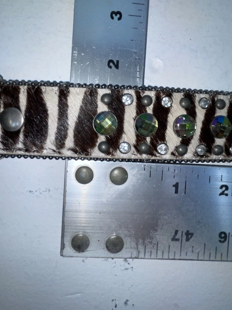 New Zebra Print Genuine Leather Nocona Bling M Belt #N1330999 Z-63
