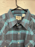 New Men’s ELY Cattleman Blue Plaid Long Sleeve Pearl Snap XL H-74