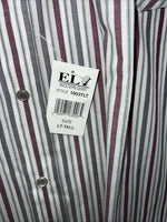 New Men’s Red Stripped ELY Cattleman Short Sleeve Pearl Snap Shirt 16.5 LT S-20
