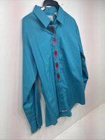 New Women’s Country Charmers Teal Long Sleeve Pearl Snap Large GG-1